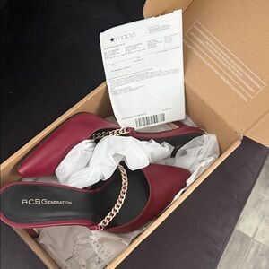 BCBGeneration Chain Detail Red Pointed Mules